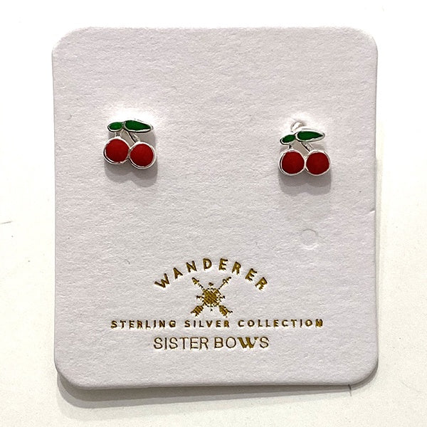 SISTER BOWS | Sterling Silver Petite Cherry Studs