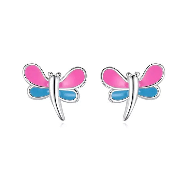 SISTER BOWS | Sterling Silver Petite Pink & Blue Butterfly Studs