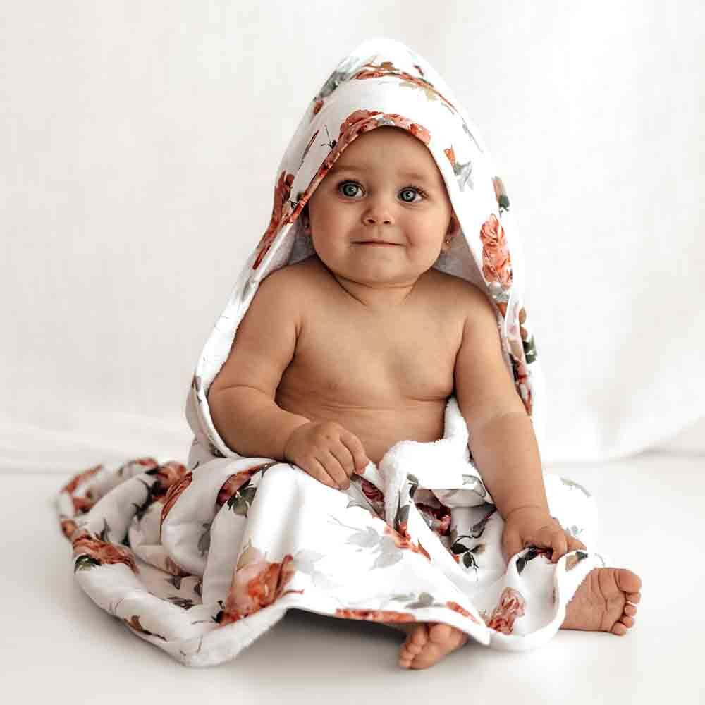 SNUGGLE HUNNY KIDS | Organic Hooded Baby Towel - Rosebud