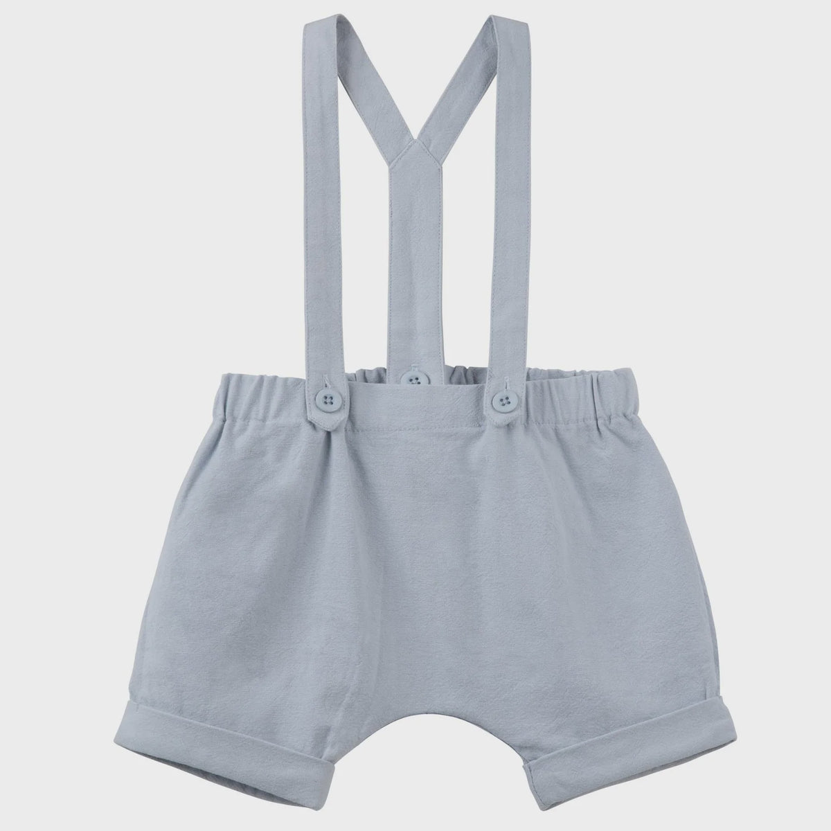 DESIGNER KIDZ | Finley Linen Suspender Shorts - Ice Blue