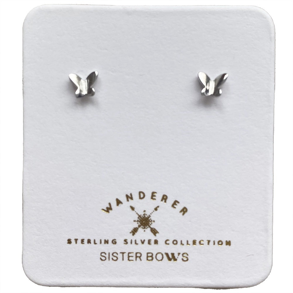 SISTER BOWS | Sterling Silver Petite Butterfly Studs