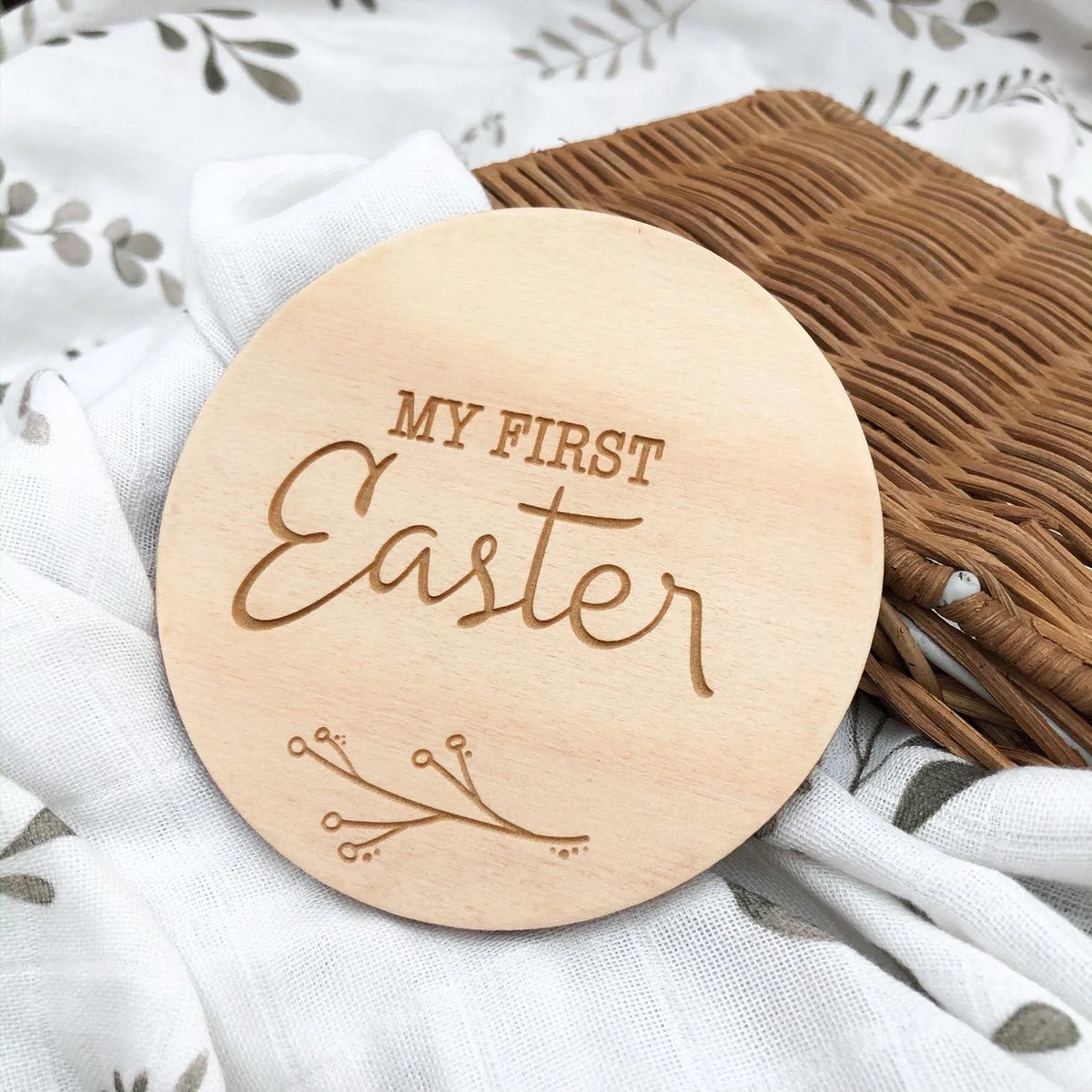 ONE.CHEW.THREE | My First Easter Milestone Plaque - Natural Foliage