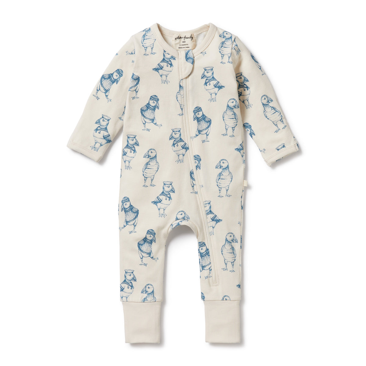 WILSON + FRENCHY | Petit Puffin Organic Zipsuit with Feet